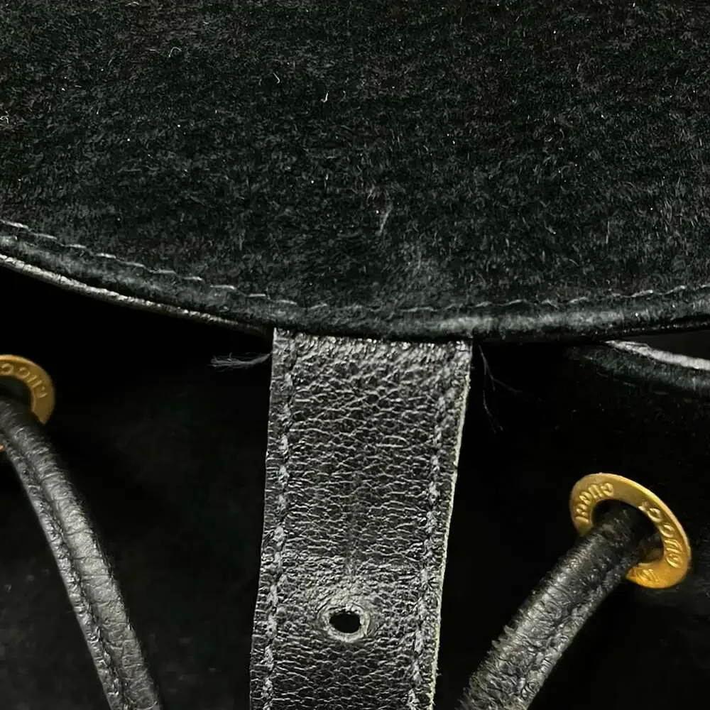Gucci Bamboo Backpack Black Brown Suede Leather